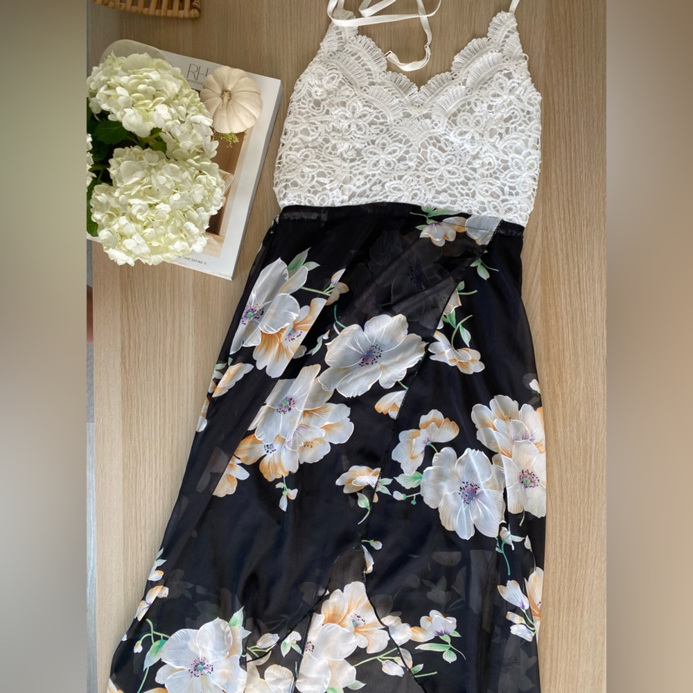 Lace and floral maxi